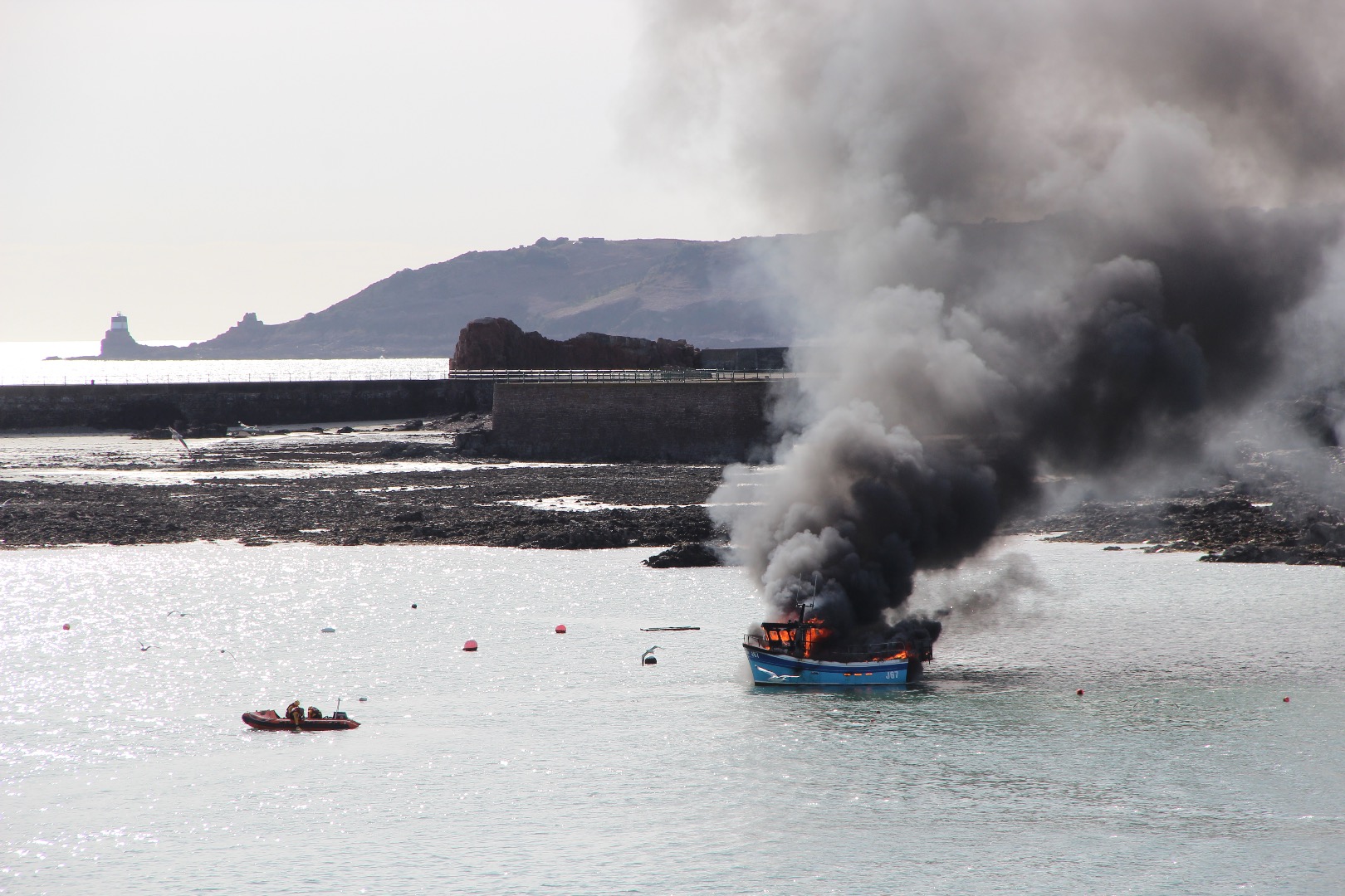 St Helier Lifeboat Launches To Fishing Boat On Fire2