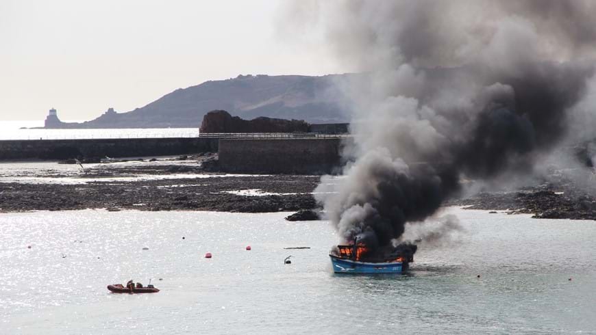 St Helier Lifeboat Launches To Fishing Boat On Fire2
